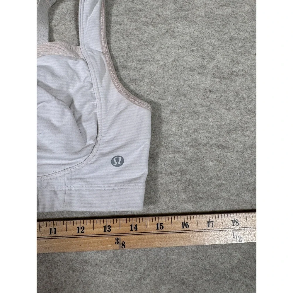 Lululemon Sports Bra Womens 34DD White Stripe High Support Hook & Eye Running